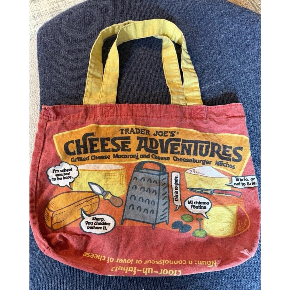 Trader Joe’s Cheese Adventures Reusable  Cotton Shopping Bag Colorful Recycle